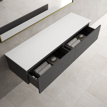 Raffinata Two Drawer Countertop Vanity Unit - Dark Concrete 1600mm