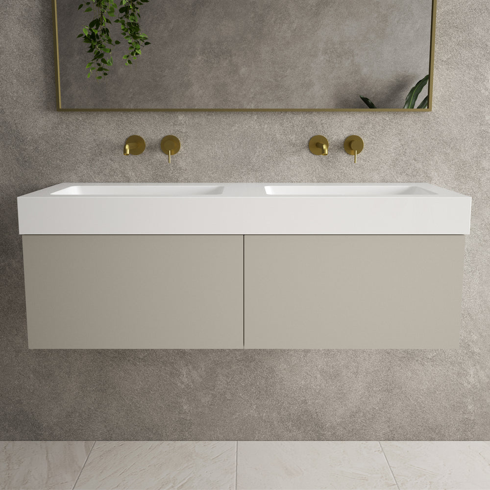 Raffinata Two Drawer Vanity Unit  With Beyondstone BLOC Double Basin - Matt Stone 1200mm image