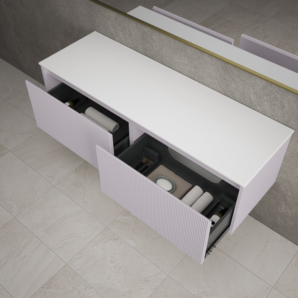 Scanalato Double Drawer Countertop Vanity Unit - Soft Violet 1400mm