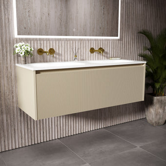 Scanalato Single Drawer Vanity Unit With Beyondstone Double Basin - Cashmere 1200mm