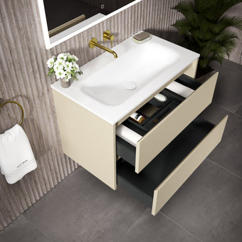 Scanalato Double Drawer Vanity Unit  With Beyondstone Basin - Cashmere 800mm