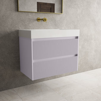 Scanalato Double Drawer Vanity Unit  With Beyondstone BLOC Basin - Soft Violet 800mm