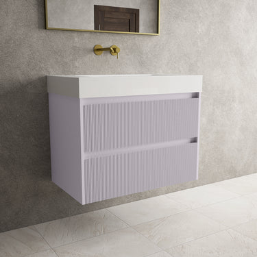 Scanalato Double Drawer Vanity Unit  With Beyondstone BLOC Basin - Soft Violet 800mm