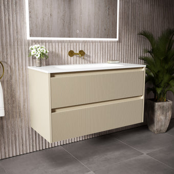 Scanalato Double Drawer Vanity Unit  With Beyondstone Basin - Cashmere 1000mm