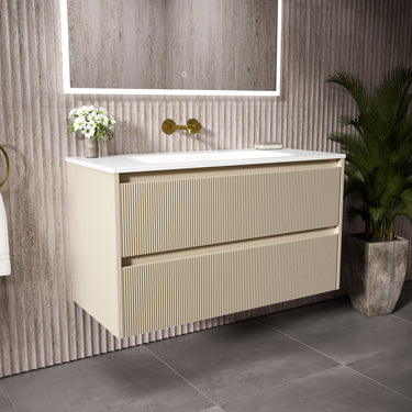 Scanalato Double Drawer Vanity Unit  With Beyondstone Basin - Cashmere 1000mm
