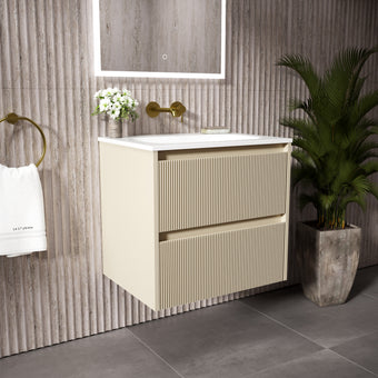 Scanalato Double Drawer Vanity Unit  With Beyondstone Basin - Cashmere 600mm