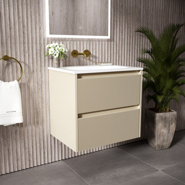 Scanalato Double Drawer Vanity Unit  With Beyondstone Basin - Cashmere 600mm