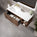 Scanalato Single Drawer Vanity Unit With Open Storage Space And Left hand Beyondstone Basin - Walnut 1200mm