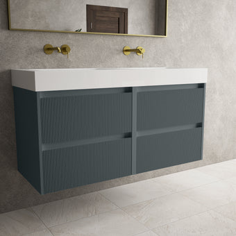 Scanalato Four Drawer Vanity Unit With Beyondstone BLOC Double Basin - Anthracite 1200mm