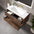 Scanalato Double Drawer Vanity Unit  With Beyondstone Basin - Walnut 1000mm