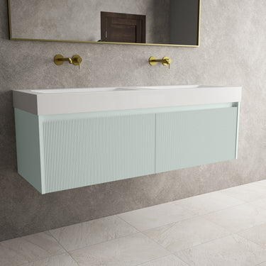 Scanalato Double Drawer Vanity Unit With Beyondstone BLOC Double Basin - Peppermint 1400mm