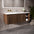 Scanalato Single Drawer Vanity Unit With Open Storage Space And Left hand Beyondstone Basin - Walnut 1200mm