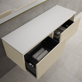 Scanalato Double Drawer Countertop Vanity Unit - Cashmere 1400mm