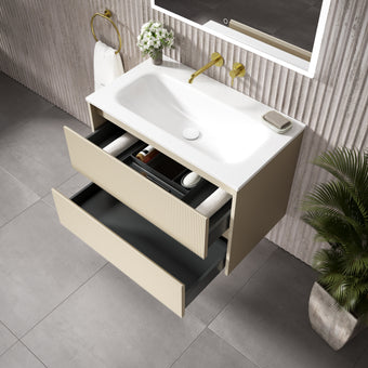Scanalato Double Drawer Vanity Unit  With Beyondstone Basin - Cashmere 800mm