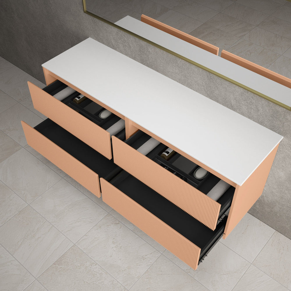 Scanalato Four Drawer Countertop Vanity Unit - Peach Fuzz 1600mm