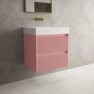 Scanalato Double Drawer Vanity Unit  With Beyondstone BLOC Basin - Dusky Pink 600mm