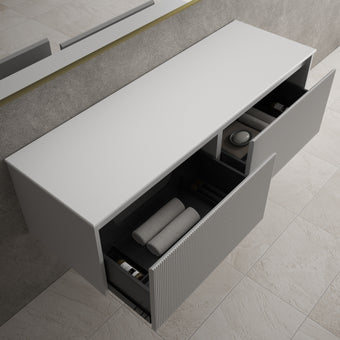Scanalato Double Drawer Countertop Vanity Unit - Soft Grey 1400mm