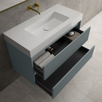 Scanalato Double Drawer Vanity Unit  With Beyondstone BLOC Basin - Anthracite 1000mm