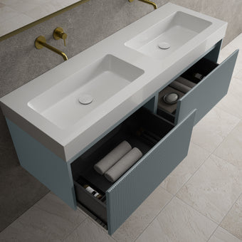 Scanalato Double Drawer Vanity Unit With Beyondstone BLOC Double Basin - Anthracite 1400mm