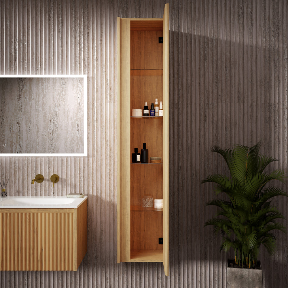 Scanalato Tall Wall Cabinet - Oak 350mm x 1650mm