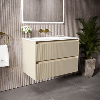 Scanalato Double Drawer Vanity Unit  With Beyondstone Basin - Cashmere 800mm