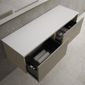 Scanalato Double Drawer Countertop Vanity Unit - Soft Taupe 1400mm