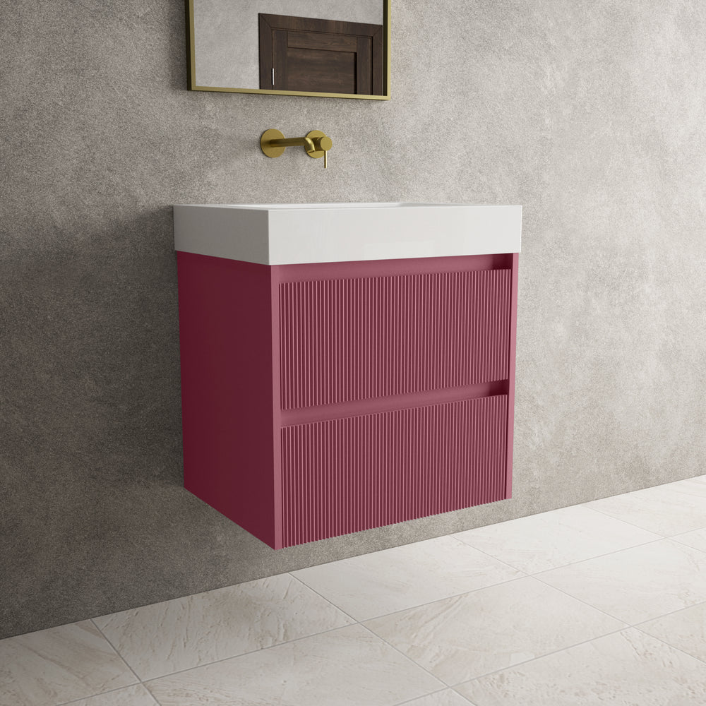 Scanalato Double Drawer Vanity Unit  With Beyondstone BLOC Basin - Mineral Red 600mm