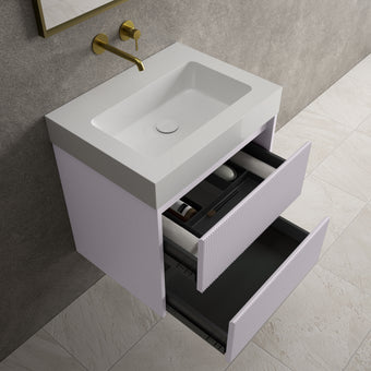 Scanalato Double Drawer Vanity Unit  With Beyondstone BLOC Basin - Soft Violet 600mm