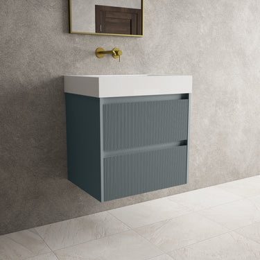 Scanalato Double Drawer Vanity Unit  With Beyondstone BLOC Basin - Anthracite 600mm