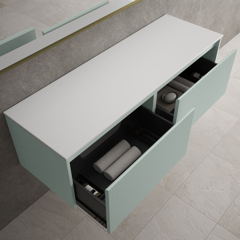 Scanalato Double Drawer Countertop Vanity Unit - Peppermint 1400mm
