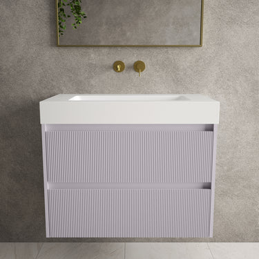 Scanalato Double Drawer Vanity Unit  With Beyondstone BLOC Basin - Soft Violet 800mm