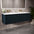 Scanalato Double Drawer Vanity Unit With Beyondstone Double Basin - Midnight Blue 1400mm