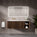 Scanalato Single Drawer Vanity Unit With Open Storage Space And Left hand Beyondstone Basin - Walnut 1200mm