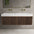 Scanalato Double Drawer Vanity Unit With Beyondstone BLOC Double Basin - Walnut 1400mm