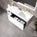 Scanalato Single Drawer Vanity Unit With Open Storage Space And Right Hand Beyondstone Basin - Pure White 1200mm
