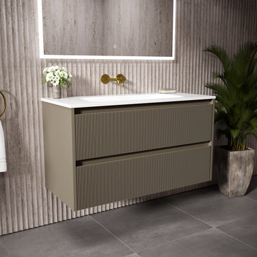 Scanalato Double Drawer Vanity Unit  With Beyondstone Basin - Soft Taupe 1000mm