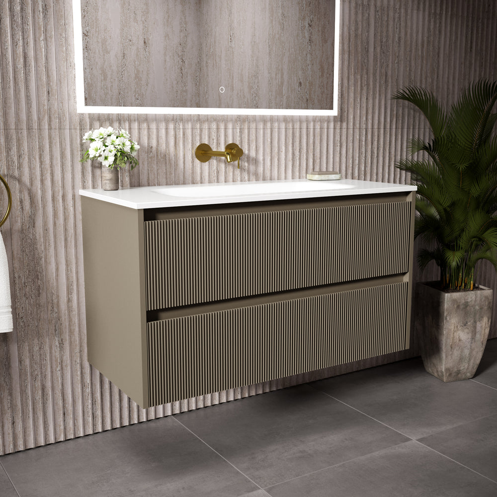 Scanalato Double Drawer Vanity Unit  With Beyondstone Basin - Soft Taupe 1000mm