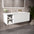 Scanalato Single Drawer Vanity Unit With Open Storage Space And Right Hand Beyondstone Basin - Pure White 1200mm