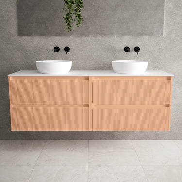Scanalato Four Drawer Countertop Vanity Unit - Peach Fuzz 1600mm