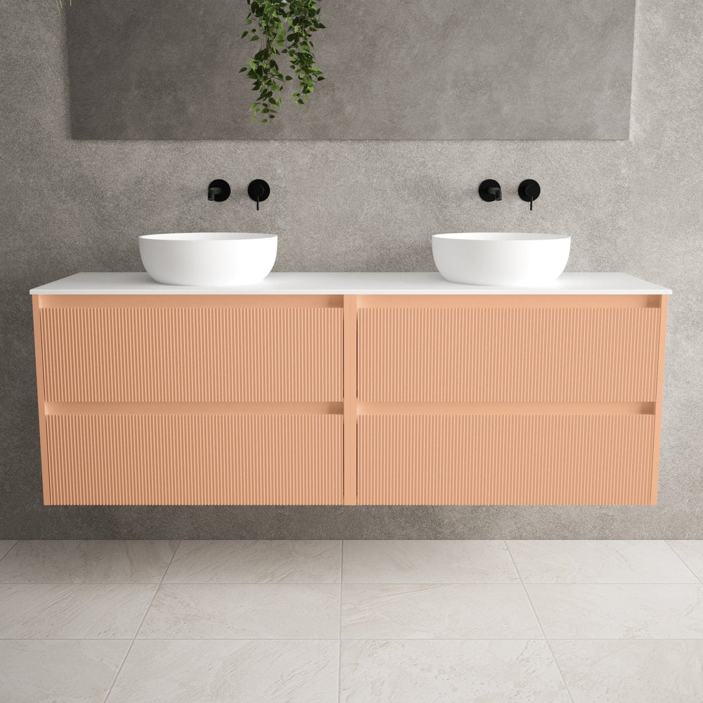 Scanalato Four Drawer Countertop Vanity Unit - Peach Fuzz 1600mm