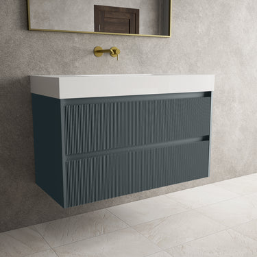 Scanalato Double Drawer Vanity Unit  With Beyondstone BLOC Basin - Anthracite 1000mm