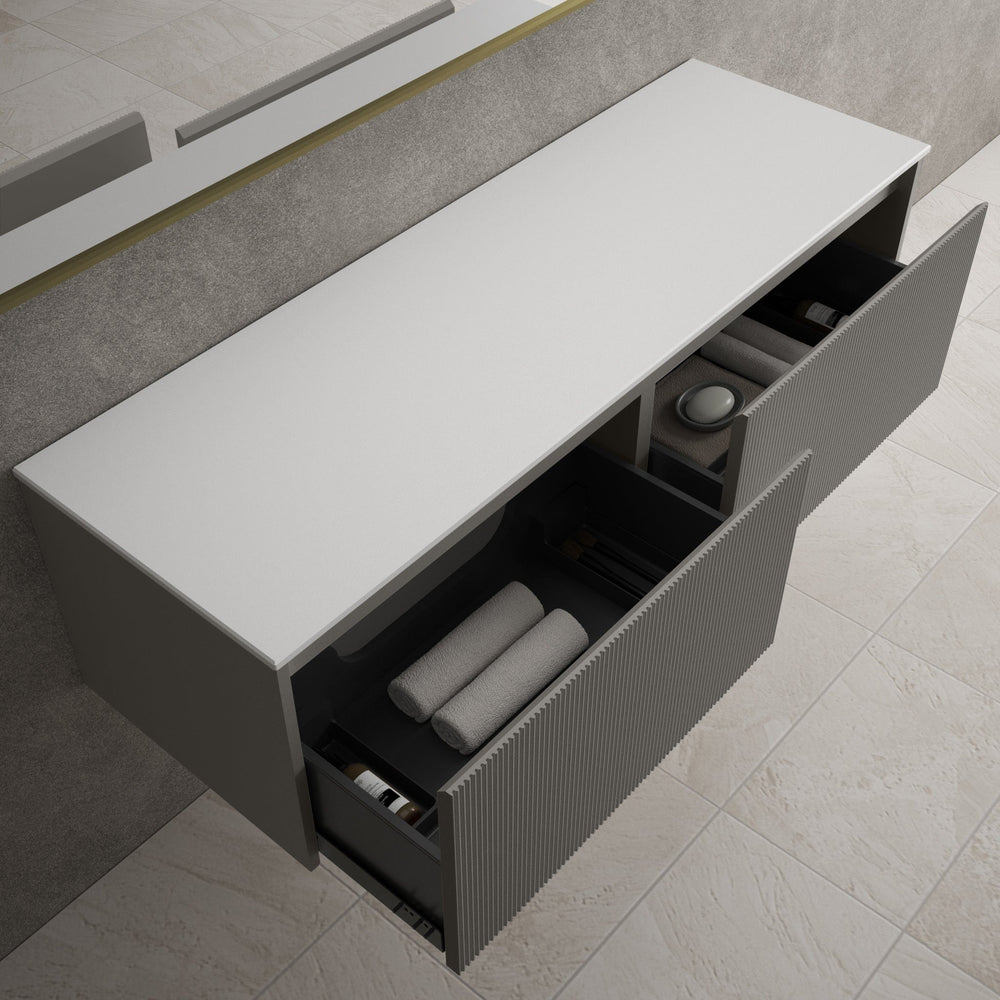 Scanalato Double Drawer Countertop Vanity Unit - Rich Taupe 1400mm