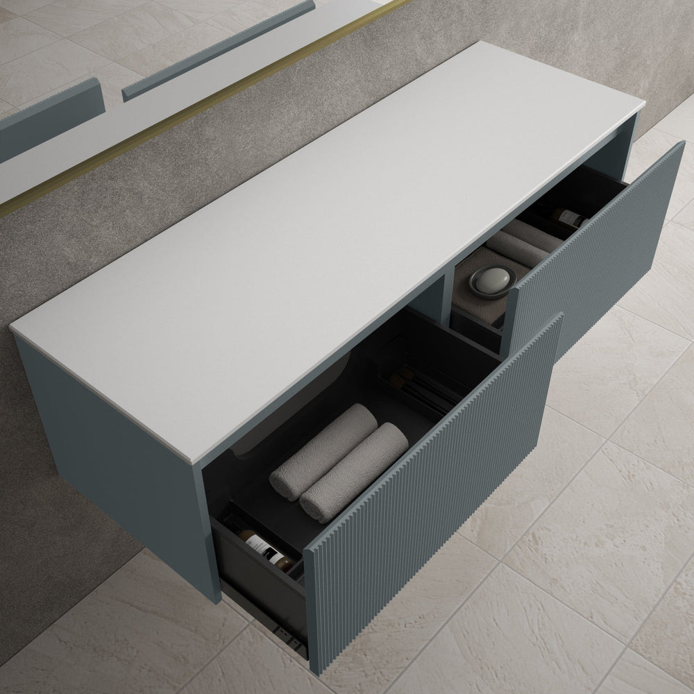 Scanalato Double Drawer Countertop Vanity Unit - Anthracite 1400mm