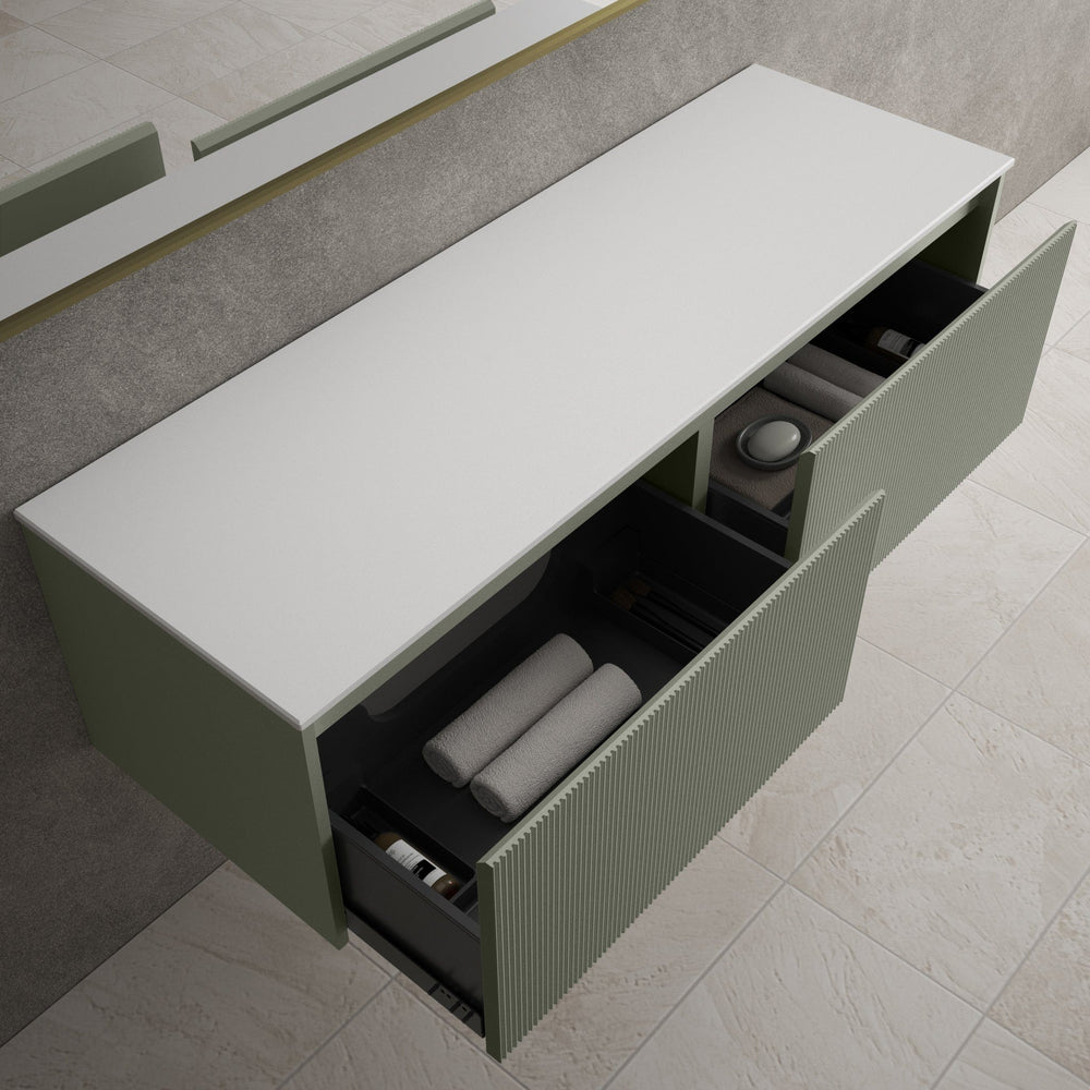 Scanalato Double Drawer Countertop Vanity Unit - Pistachio 1400mm