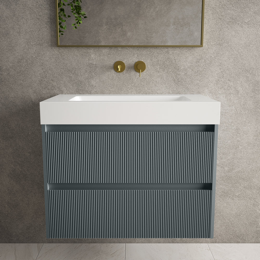 Scanalato Double Drawer Vanity Unit  With Beyondstone BLOC Basin - Anthracite 800mm