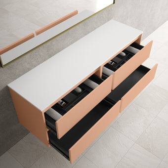 Scanalato Four Drawer Countertop Vanity Unit - Peach Fuzz 1600mm