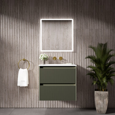 Scanalato Double Drawer Vanity Unit  With Beyondstone Basin - Pistachio 600mm