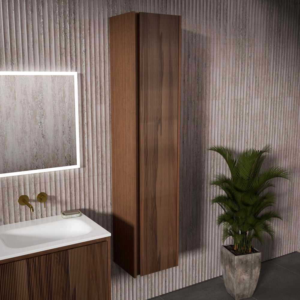 Scanalato Tall Wall Cabinet - Walnut 350mm x 1650mm