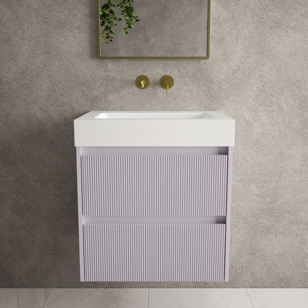 Scanalato Double Drawer Vanity Unit  With Beyondstone BLOC Basin - Soft Violet 600mm