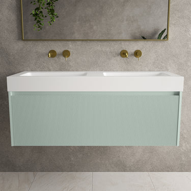 Scanalato Single Drawer Vanity Unit With Beyondstone BLOC Double Basin - Peppermint 1200mm
